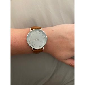 Brown Faux Leather Watch with Simple Face